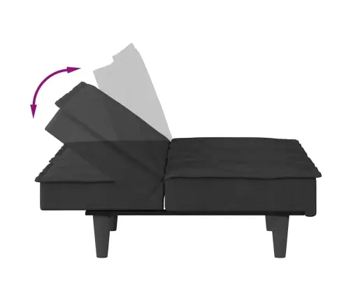 Sofa-Lova Su Puodelių Laikikliais, Juodos Spalvos, Aksomas