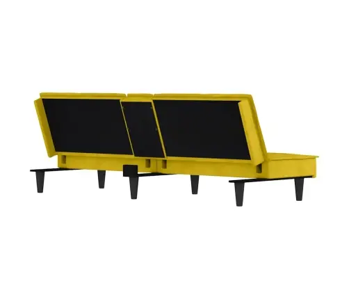 Dīvāngulta Ar Glāžu Turētājiem, Dzeltens Samts Vidaxl