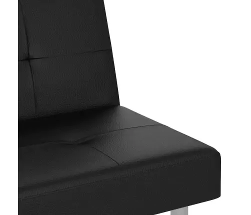 Dīvāngulta Ar Glāžu Turētājiem, Mākslīgā Āda, Melna Vidaxl