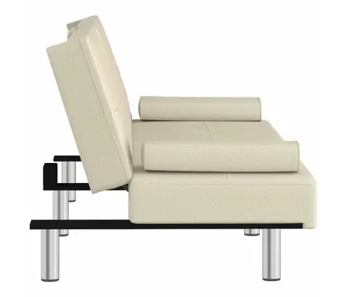 Dīvāngulta Ar Glāžu Turētājiem, Mākslīgā Āda, Krēmkrāsa Vidaxl