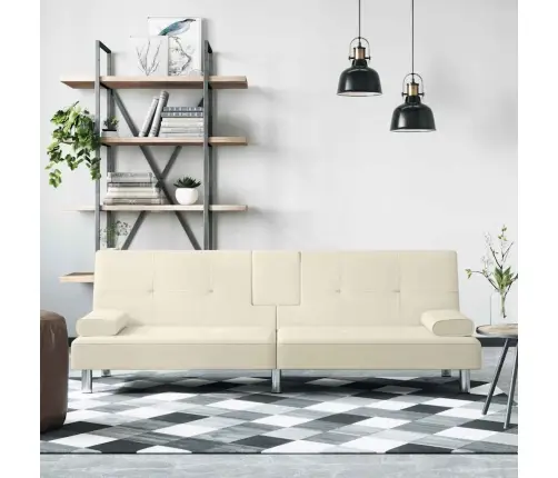 Dīvāngulta Ar Glāžu Turētājiem, Mākslīgā Āda, Krēmkrāsa Vidaxl