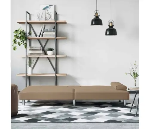 Dīvāngulta Ar Glāžu Turētājiem, Mākslīgā Āda, Kapučīno Krāsa Vidaxl