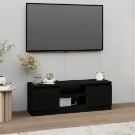 Tv Skapītis Ar Durvīm, Melns, 102X30X36 Cm Vidaxl