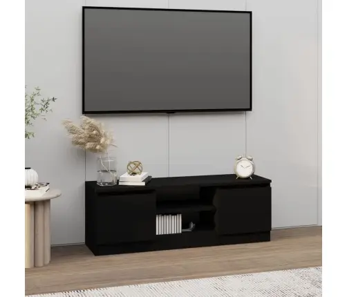 Tv Skapītis Ar Durvīm, Melns, 102X30X36 Cm Vidaxl