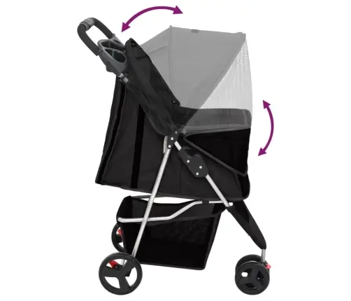 Sulankstomas Vežimėlis Šunims, Juodas, 80X46X98cm Audinys