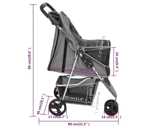 Kokkupandav Koerakäru, Hall, 80 X 46 X 98 cm Oxford Kangas