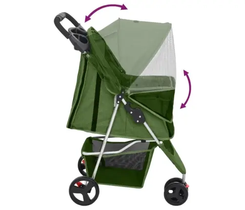 Kokkupandav Koerakäru, Roheline, 80 X 46 X 98 cm Oxford Kangas