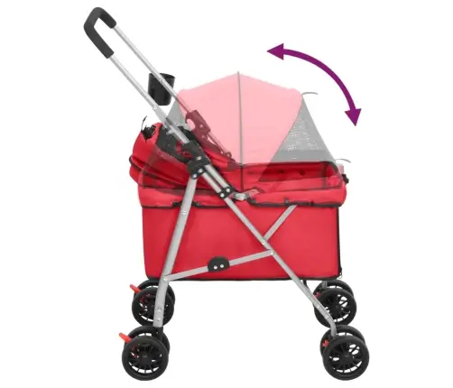 Saliekami Suņu Ratiņi, 76X50X100 Cm, Oksfordas Audums, Sarkani Vidaxl