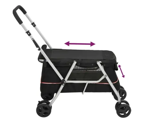 Sulankstomas Vežimėlis Šunims, Juodas, 100X49X96cm Audinys