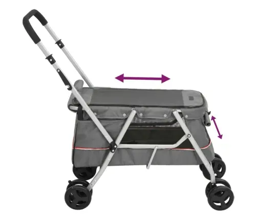 Sulankstomas Vežimėlis Šunims, Pilkas, 100X49X96cm Audinys