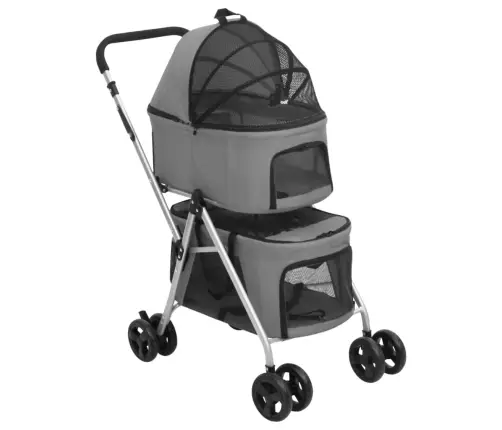 Vežimėlis Šunims, 2 Aukštų, Pilkas, 83X48X97cm Audinys