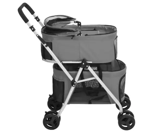 Vežimėlis Šunims, 2 Aukštų, Pilkas, 83X48X97cm Audinys