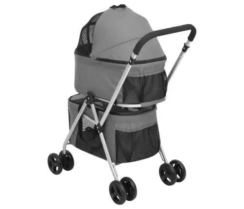 Vežimėlis Šunims, 2 Aukštų, Pilkas, 83X48X97cm Audinys