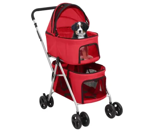 2-Korruseline Kokkupandav Koerakäru, Punane, Oxford Kangas