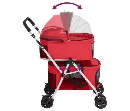 2-Korruseline Kokkupandav Koerakäru, Punane, Oxford Kangas