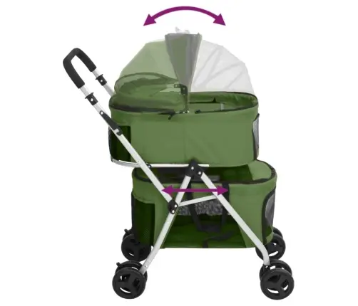 2-Korruseline Kokkupandav Koerakäru, Roheline, Oxford Kangas