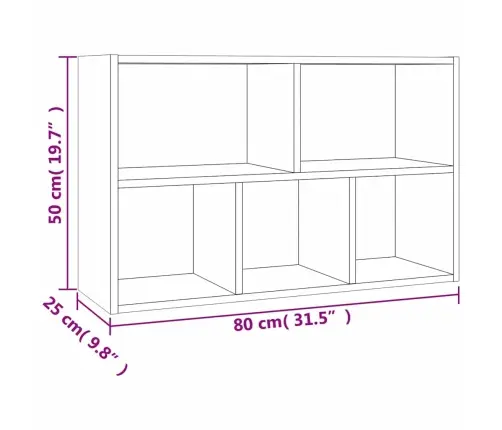 Grāmatu Plaukts, Ozola Krāsa, 50X25X80 Cm, Inženierijas Koks Vidaxl