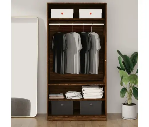 Drēbju Skapis, Ozolkoka Krāsa, 100X50X200 Cm, Inženierijas Koks Vidaxl