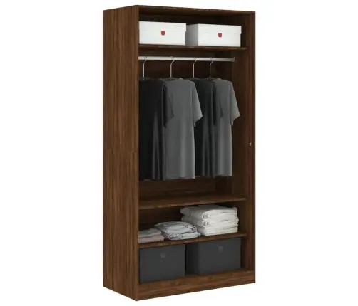 Drēbju Skapis, Ozolkoka Krāsa, 100X50X200 Cm, Inženierijas Koks Vidaxl