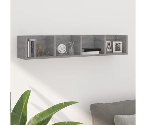 Cd Sienas Plaukts, Pelēks, 100X18X18 Cm, Inženierijas Koks Vidaxl