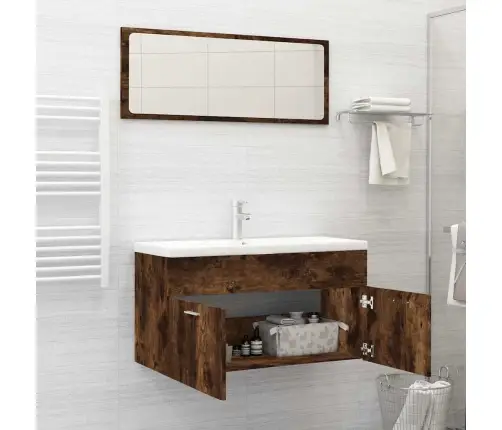 Vonios Baldų Komplektas, 2 Dalių, Dūminio Ąžuolo, Mediena