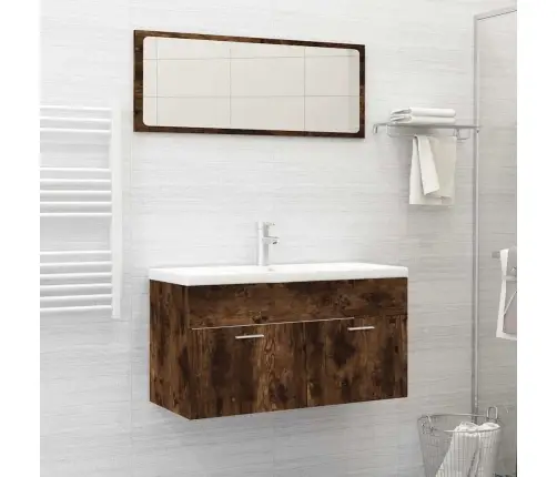 Vonios Baldų Komplektas, 2 Dalių, Dūminio Ąžuolo, Mediena