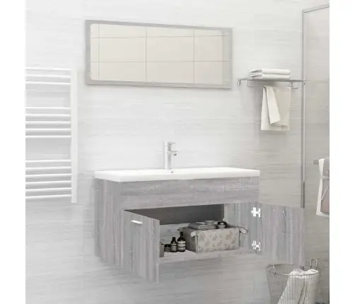 Vonios Baldų Komplektas, 2 Dalių, Pilkas Ąžuolo, Mediena