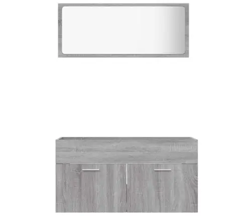 Vonios Baldų Komplektas, 2 Dalių, Pilkas Ąžuolo, Mediena