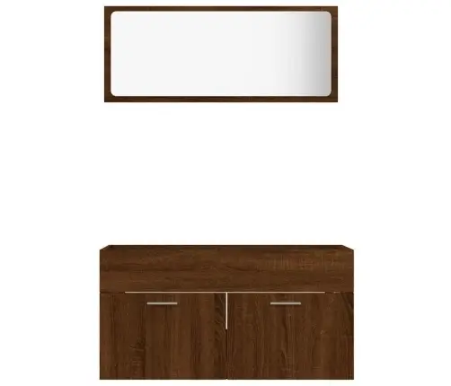 Vonios Baldų Komplektas, 2 Dalių, Rudas Ąžuolo, Mediena