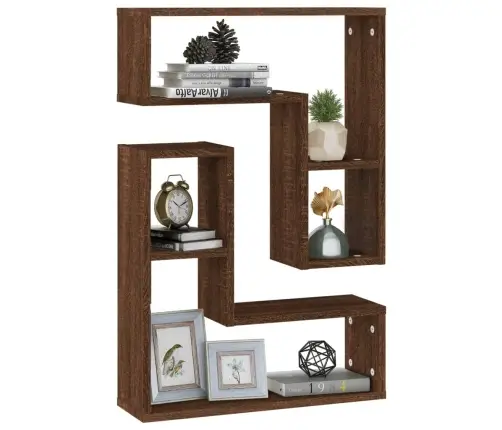 Sieninės Lentynos, 2Vnt., Rudos Ąžuolo, 50X15X50cm Mediena