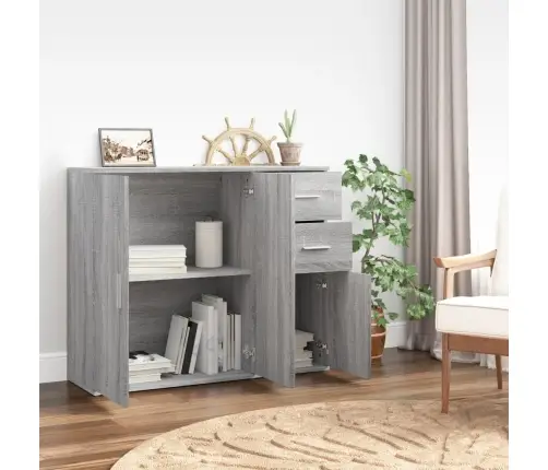 Kumode, Pelēka Ozolkoka, 91X29,5X75 Cm, Inženierijas Koks Vidaxl