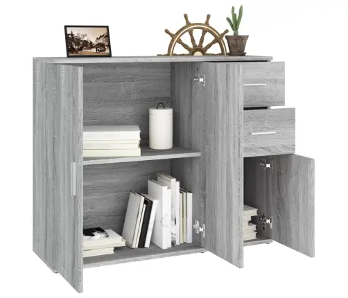 Kumode, Pelēka Ozolkoka, 91X29,5X75 Cm, Inženierijas Koks Vidaxl