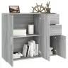 Kumode, Pelēka Ozolkoka, 91X29,5X75 Cm, Inženierijas Koks Vidaxl