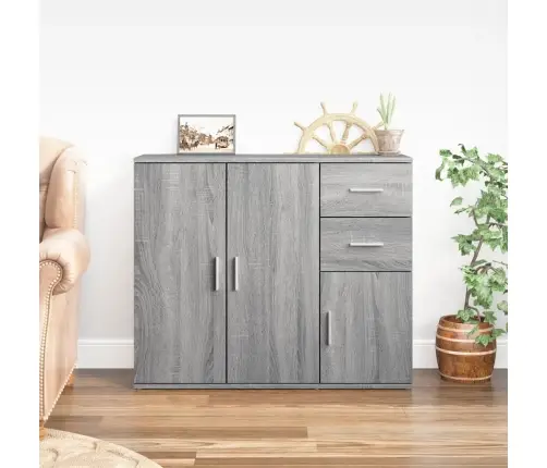 Kumode, Pelēka Ozolkoka, 91X29,5X75 Cm, Inženierijas Koks Vidaxl