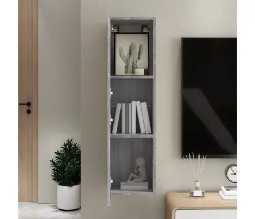 Sienas Tv Skapītis, Pelēcīga Ozolkoka Krāsa, 30,5X30X110 Cm Vidaxl