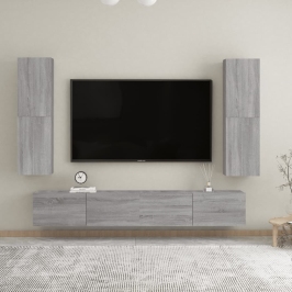 Sienas Tv Skapīši, 2 Gab., Pelēcīga Ozolkoka, 30,5X30X110 Cm Vidaxl