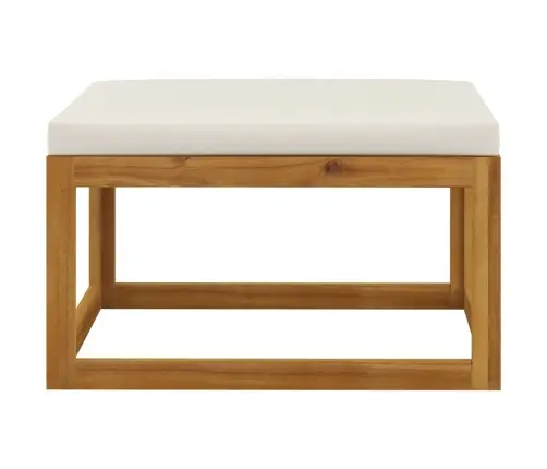 Kāju Balsts Ar Krēmbaltu Matraci, Akācijas Masīvkoks Vidaxl