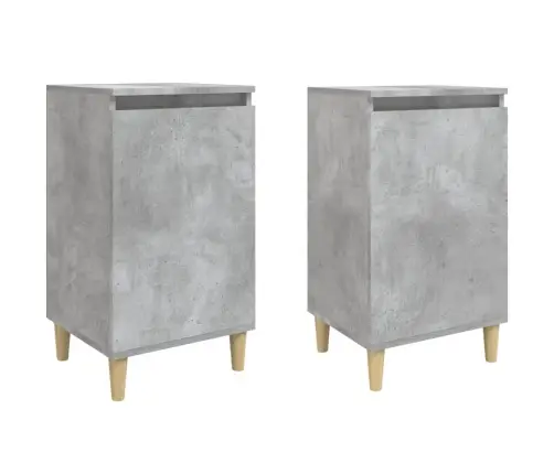 Naktinės Spintelės, 2Vnt., Betono Pilkos, 40X35X70cm Mediena
