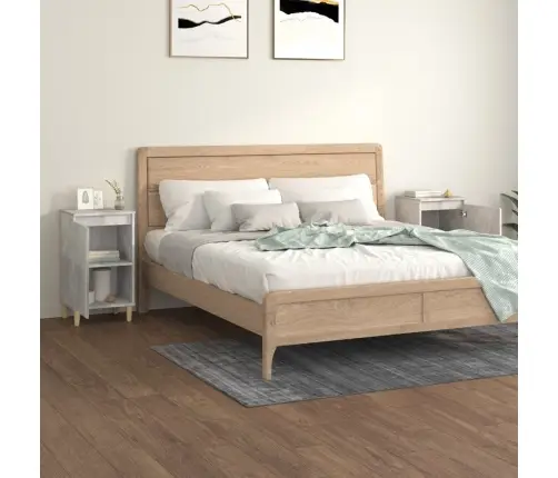 Naktinės Spintelės, 2Vnt., Betono Pilkos, 40X35X70cm Mediena