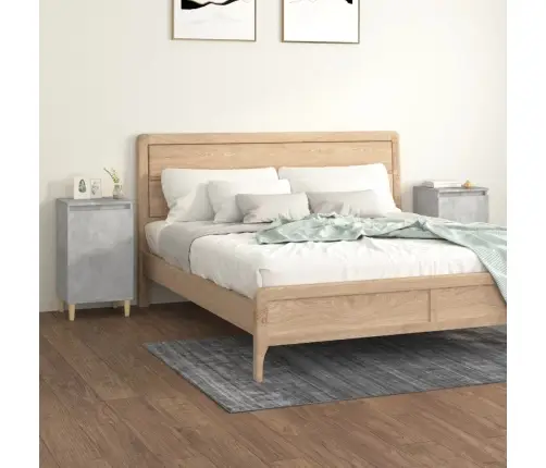 Naktinės Spintelės, 2Vnt., Betono Pilkos, 40X35X70cm Mediena