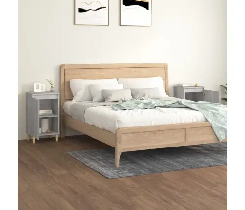 Naktinės Spintelės, 2Vnt., Pilkos Ąžuolo, 40X35X70cm Mediena