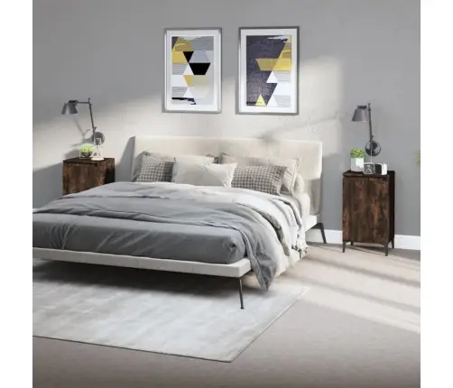 Naktinės Spintelės, 2Vnt., Dūminio Ąžuolo, 40X35X70cm Mediena