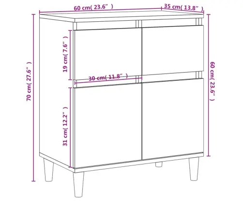 Šoninė Spintelė, Pilka Ąžuolo, 60X35X70cm Apdirbta Mediena