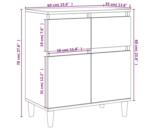 Šoninė Spintelė, Ruda Ąžuolo, 60X35X70cm Apdirbta Mediena