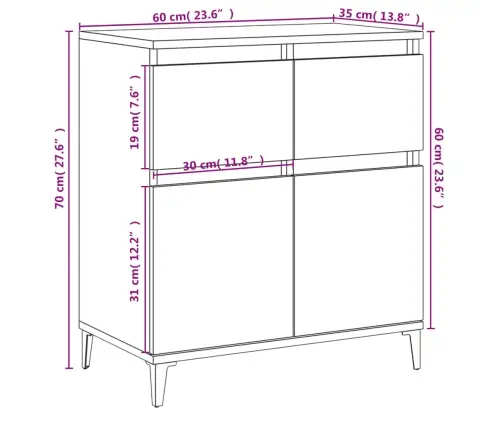 Šoninė Spintelė, Baltos Spalvos, 60X35X70cm Apdirbta Mediena