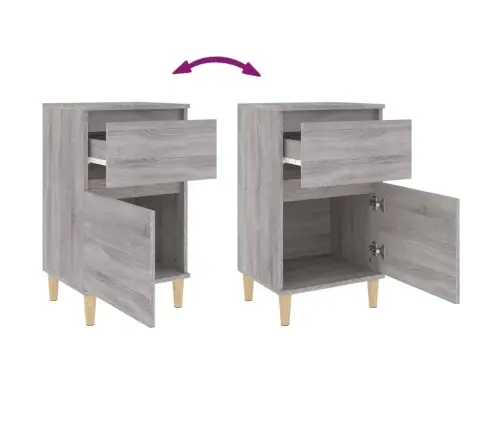 Naktinės Spintelės, 2Vnt., Pilkos Ąžuolo Spalvos, 40X35X70Cm