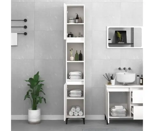 Vannasistabas Skapis, Balts, 30X30X190 Cm, Inženierijas Koks Vidaxl