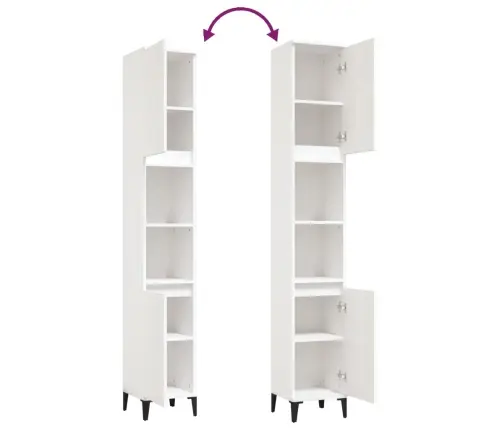 Vannasistabas Skapis, Balts, 30X30X190 Cm, Inženierijas Koks Vidaxl