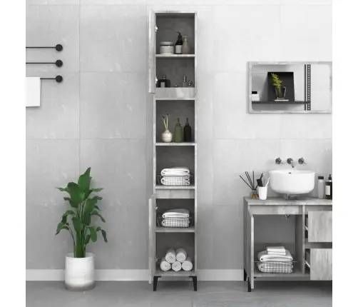 Vonios Kambario Spintelė, Betono Pilka, 30X30X190cm Mediena