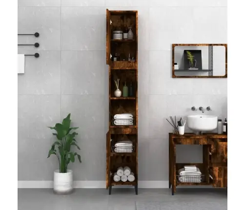 Vannasistabas Skapis, Ozola, 30X30X190 Cm, Inženierijas Koks Vidaxl